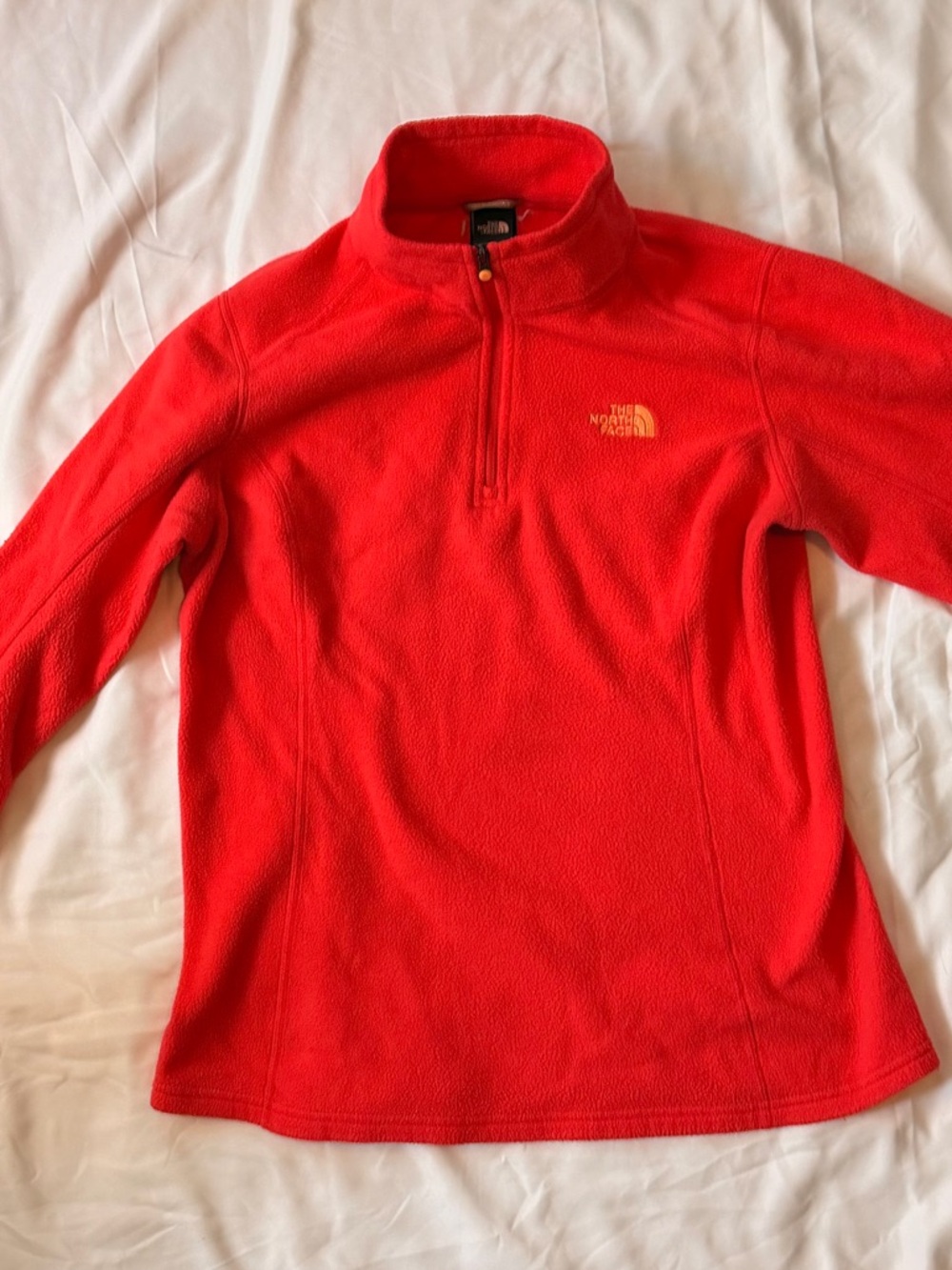 The North Face Women's Bright Orange Red Half-Zip Turtleneck Fleece